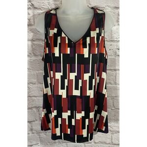 Alice Blue Stitch Fix Sleeveless Satin Blouse Tank Top Medium Pullover Geometric